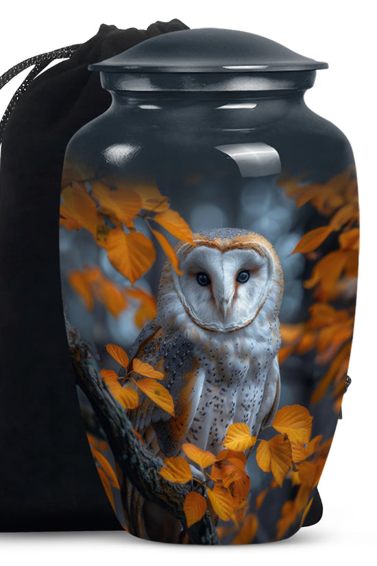 Autumn Owl Cremation Urn - Elegant Funeral Urn For Human Ashes