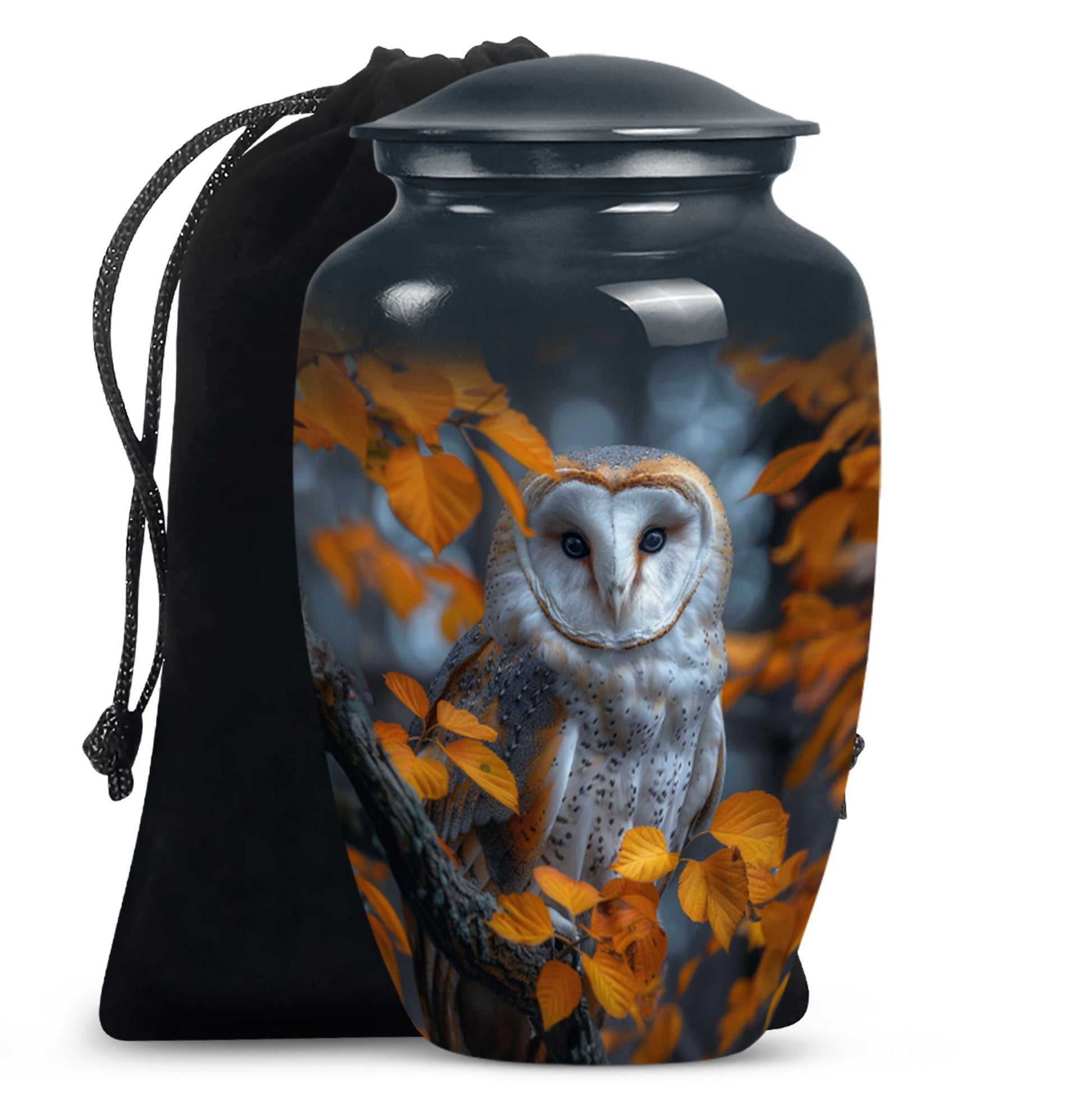 Autumn Owl Cremation Urn - Elegant Funeral Urn For Human Ashes