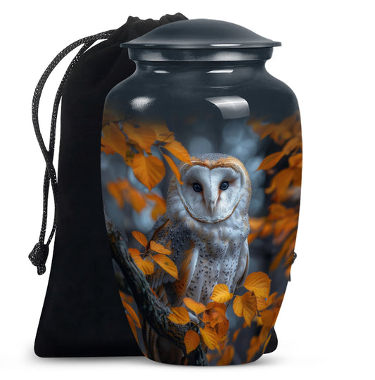 Autumn Owl Cremation Urn - Elegant Funeral Urn For Human Ashes