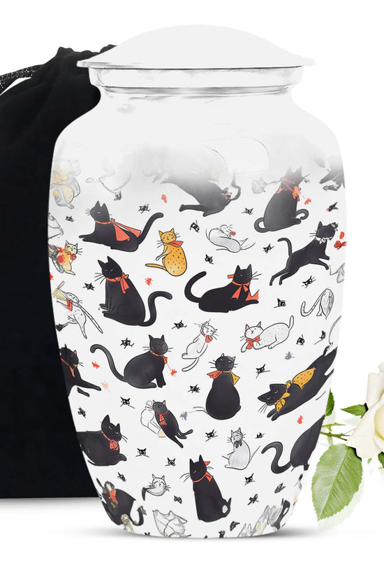 Cat Print Funeral Urn - Beautiful Pet Memorial Urn For Cat Ashes