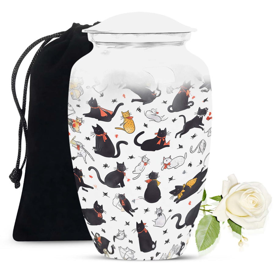 Cat Print Funeral Urn - Beautiful Pet Memorial Urn For Cat Ashes