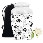 Black & White Paw Cremation Urn - Elegant Pet Funeral Urn For Adult Ashes
