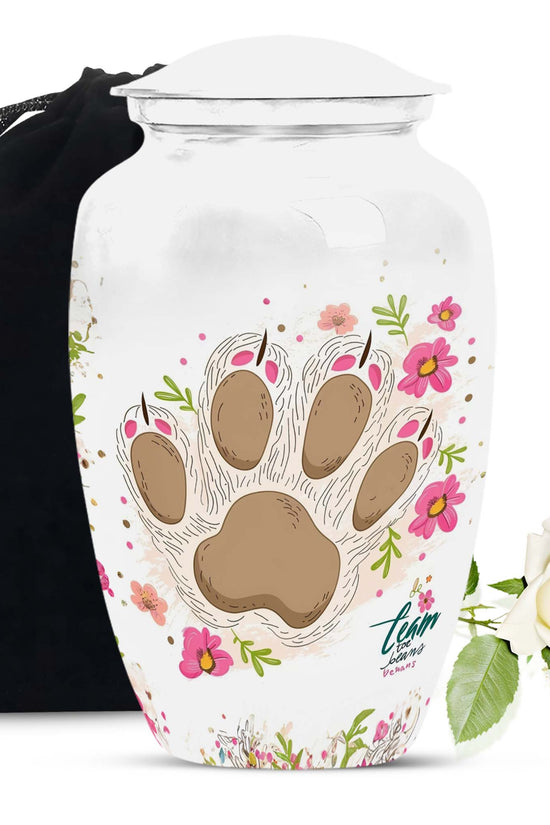 Pet Paw Theme Funeral Urn - Decorative Pet Memorial Urn For Ashes