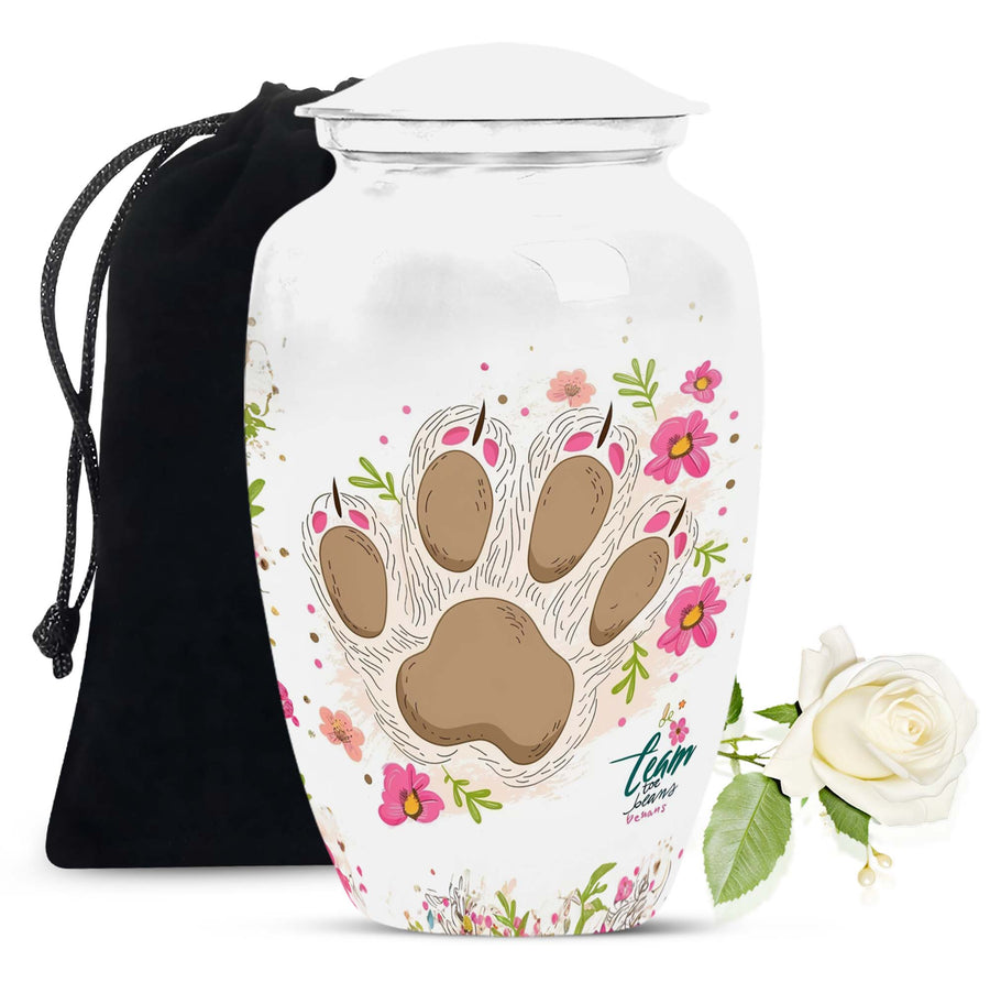 Pet Paw Theme Funeral Urn - Decorative Pet Memorial Urn For Ashes