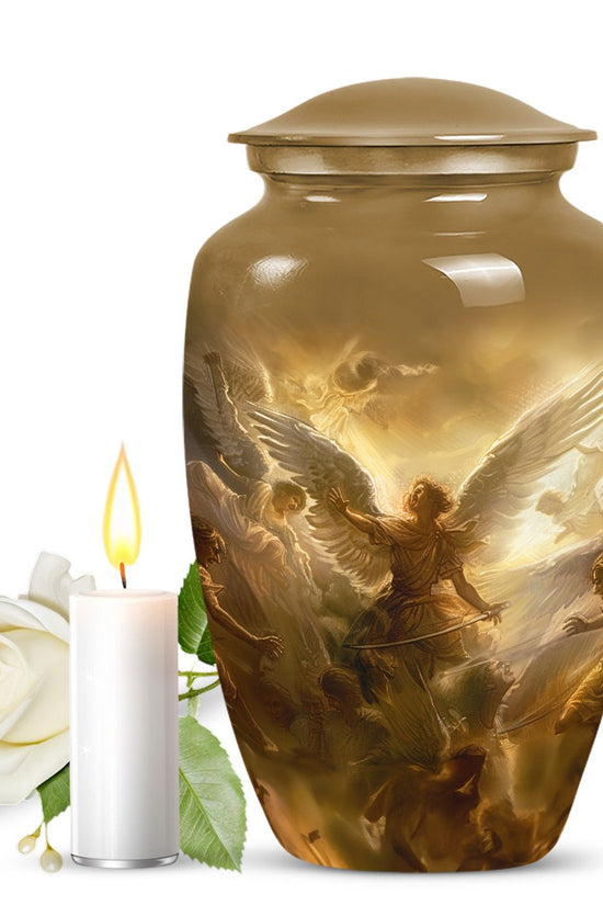 Golden Angel Cremation Urn - Aluminium Memorial Urn For Female
