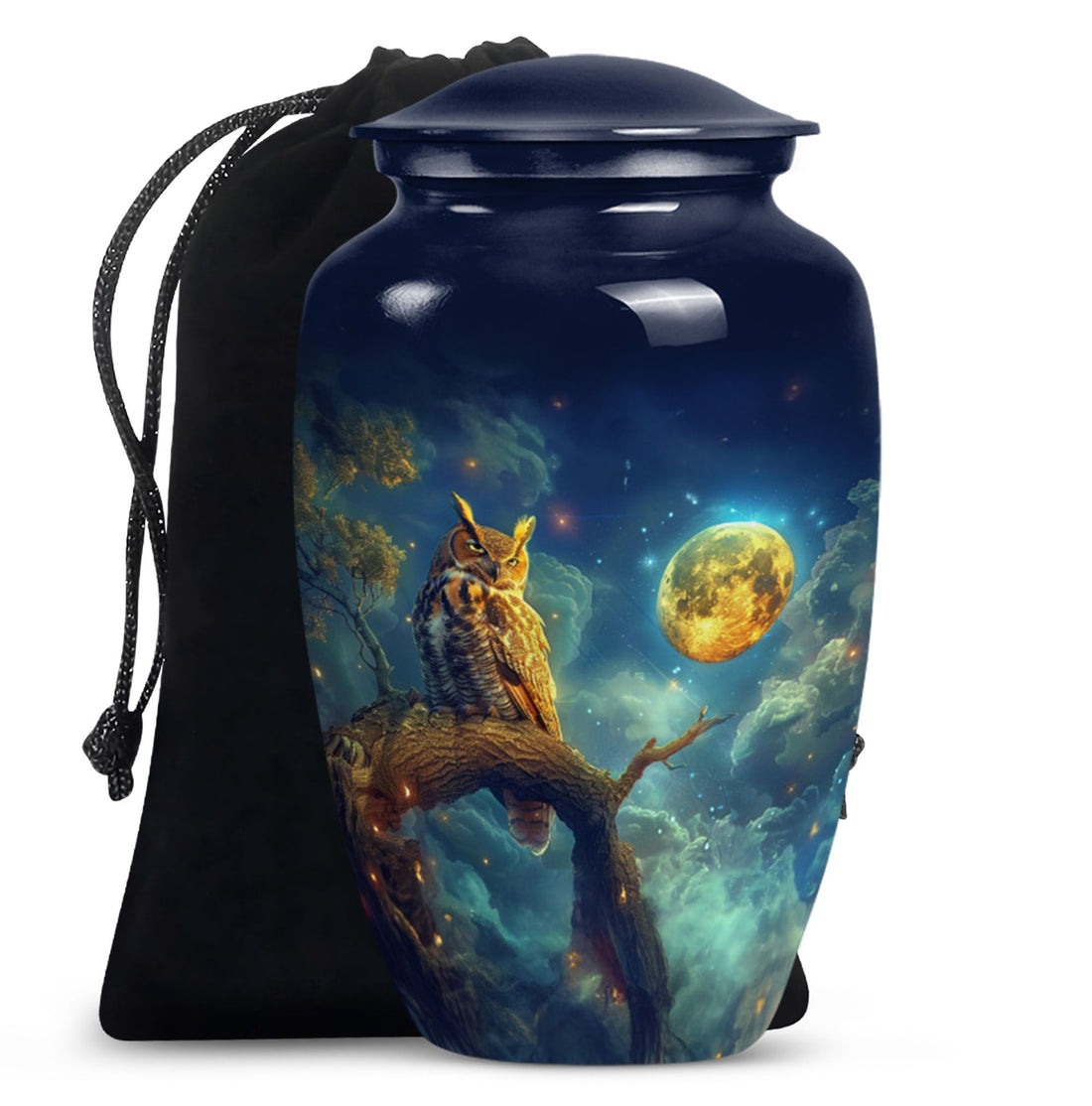 Moonlight Owl Cremation Urn – Celestial Memorial Urn For Human Ashes