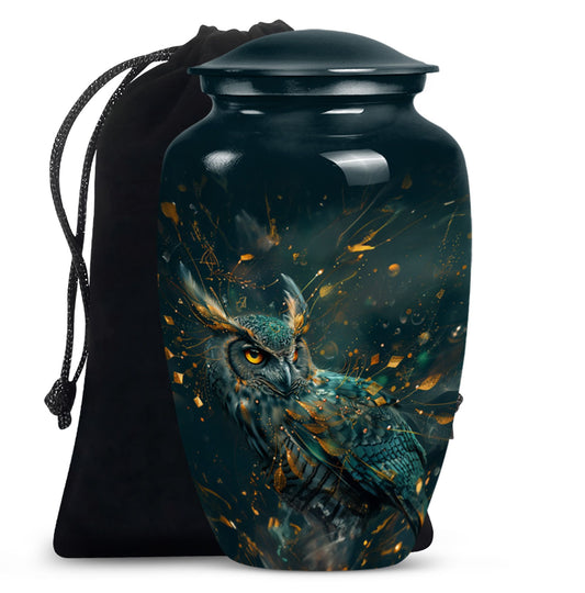 Fantasy Art Owl Memorial Urn - Elegant Cremation Urn For Ashes
