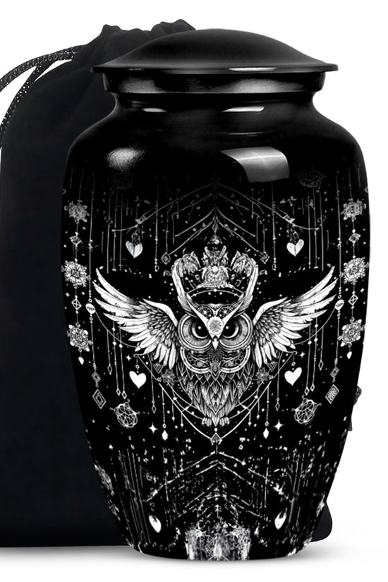 Spiritual Owl Memorial Urn - Large Decorative Cremation Urn For Ashes