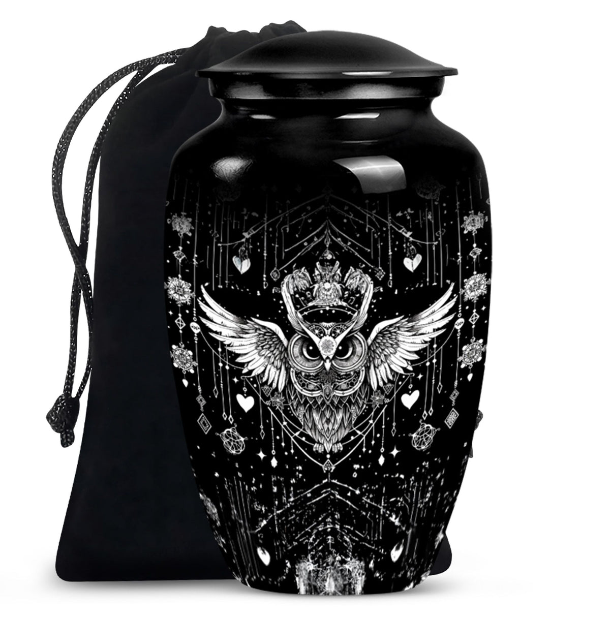 Spiritual Owl Memorial Urn - Large Decorative Cremation Urn For Ashes