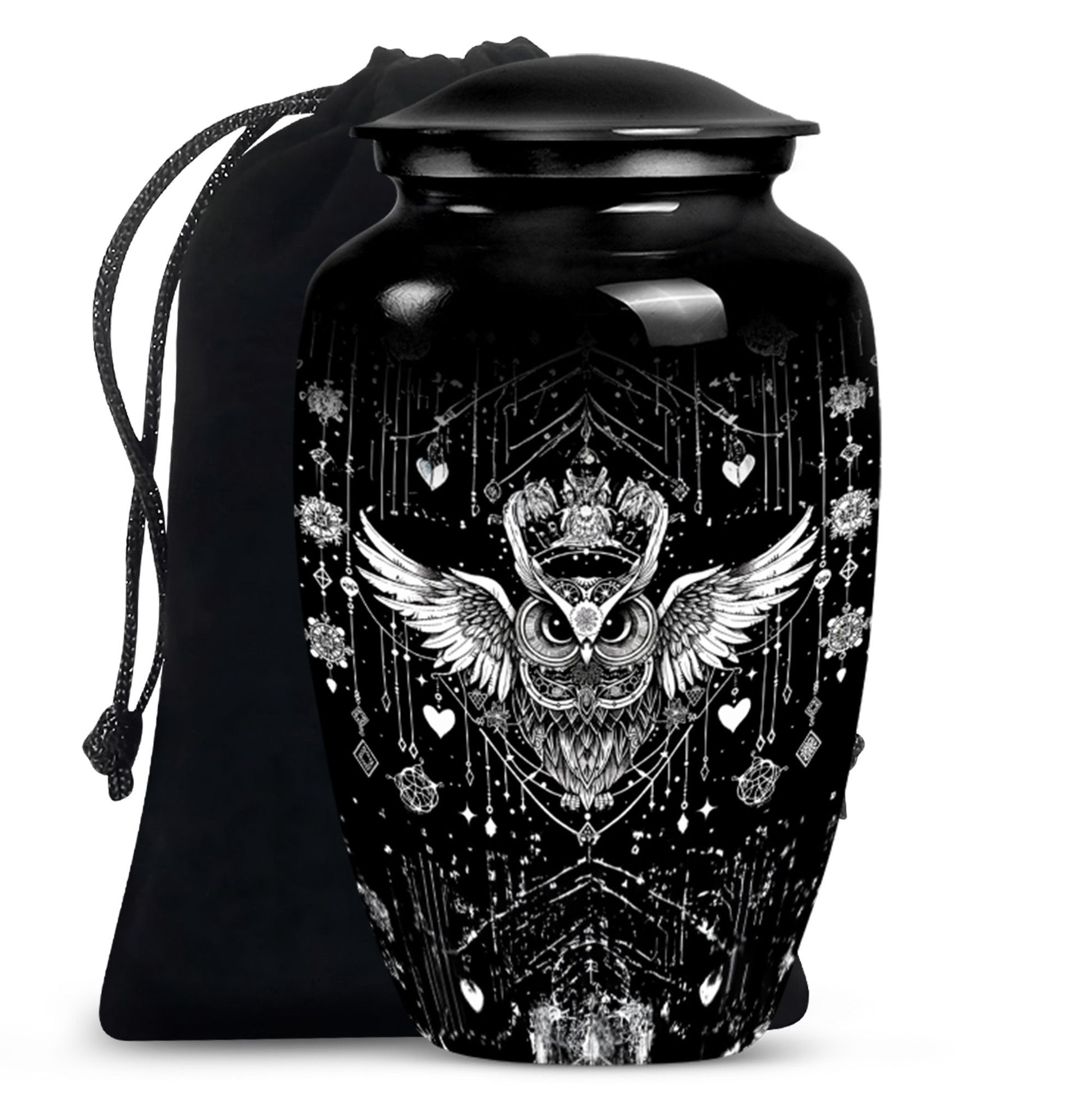 Spiritual Owl Memorial Urn - Large Decorative Cremation Urn For Ashes