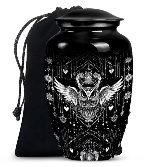 Spiritual Owl Memorial Urn - Large Decorative Cremation Urn For Ashes