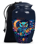Colorful Owl Cremation Urn - Floral Memorial Urn For Human Ashes