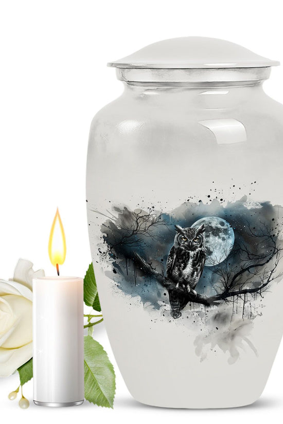 Moonlight Theme Funeral Urn - White colour Aluminium Memorial Urn For Ashes