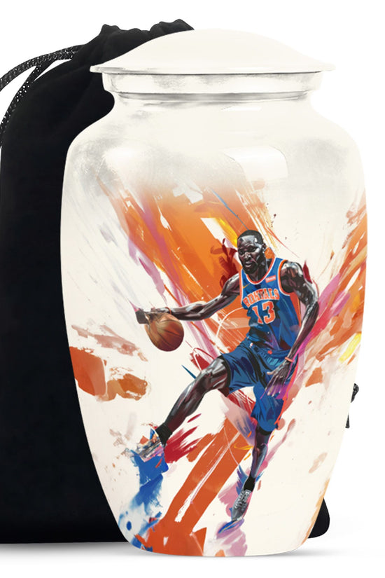 Basketball Player Theme Funeral Urn - Large Aluminum Urn For Male & Female