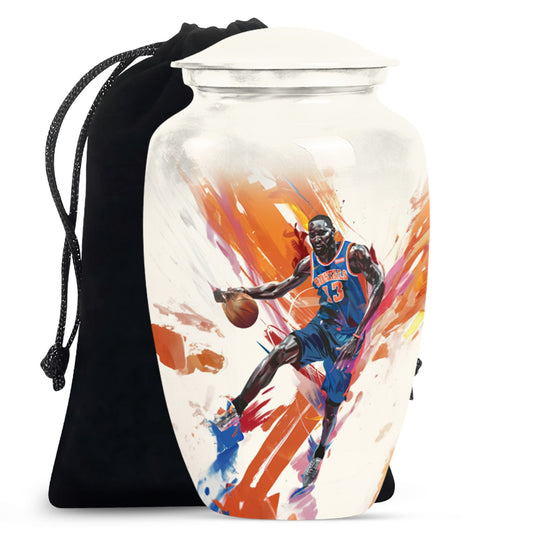 Basketball Player Theme Funeral Urn - Large Aluminum Urn For Male & Female