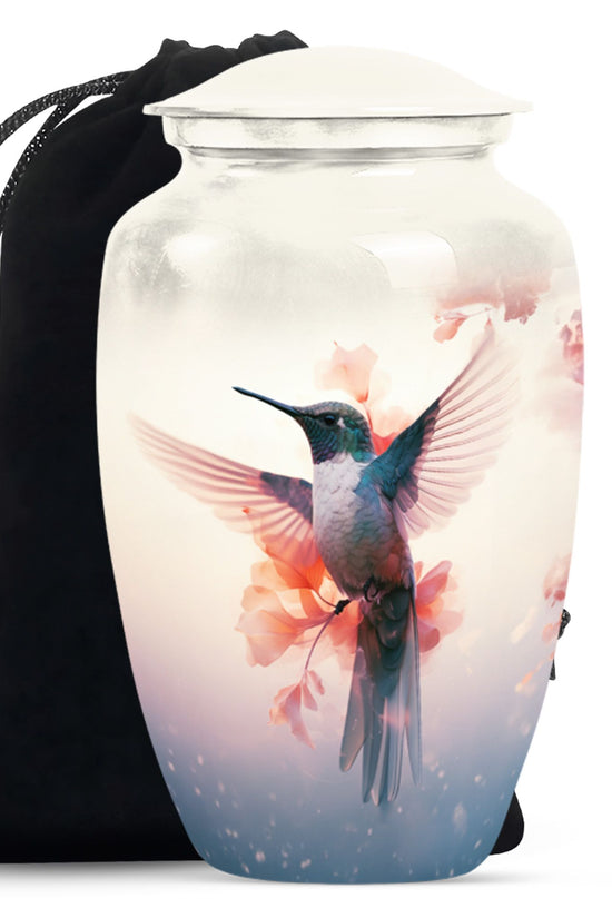Beautiful Hummingbird Theme Cremation Urn - Large Memorial Urn For Ashes