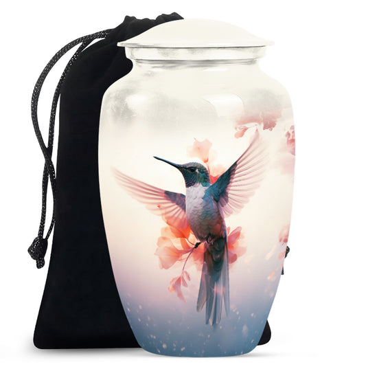 Beautiful Hummingbird Theme Cremation Urn - Large Memorial Urn For Ashes