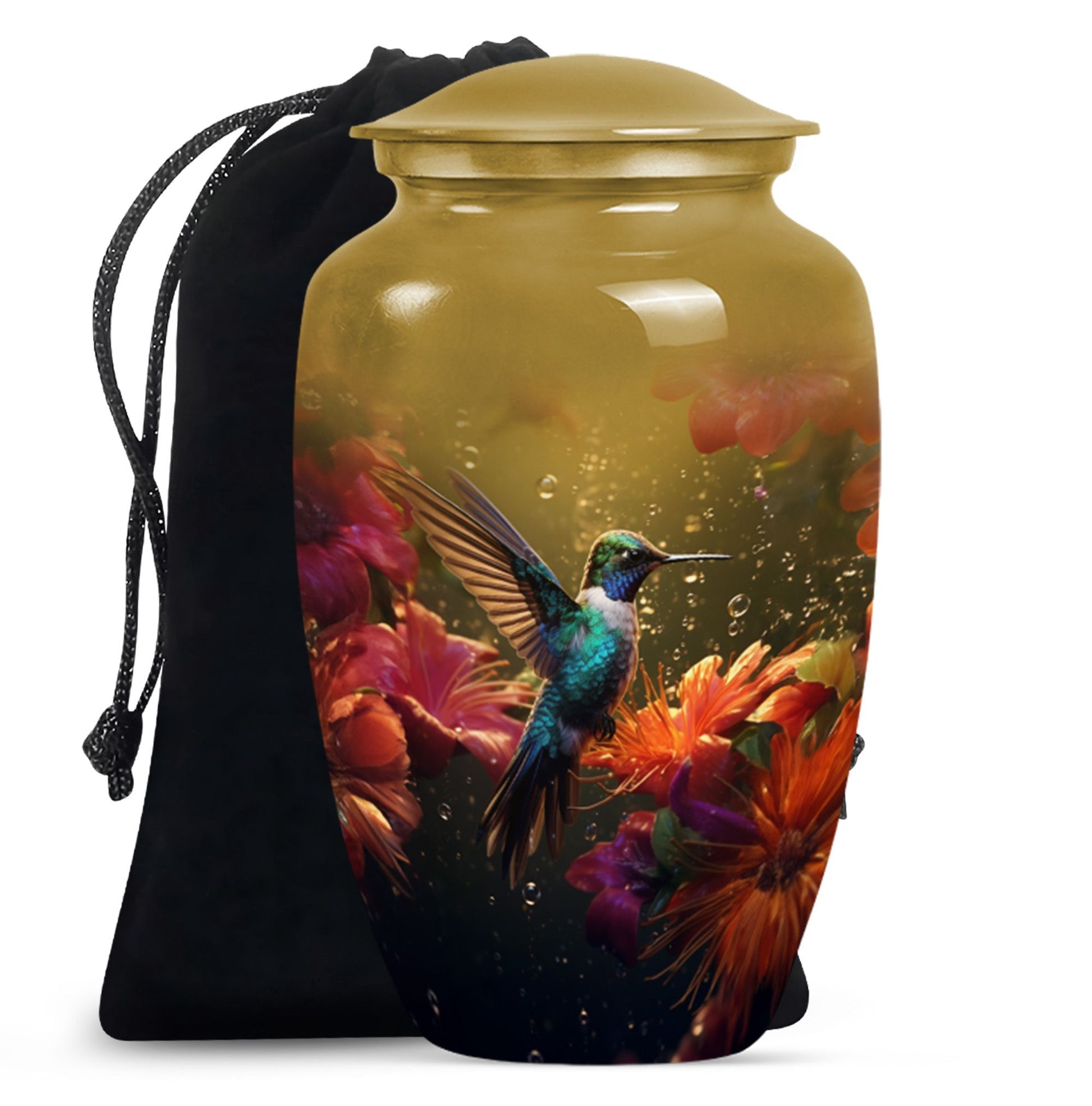 Classic Hummingbird Theme Memorial Urn - Aluminium Cremation Urn For Loved Ones