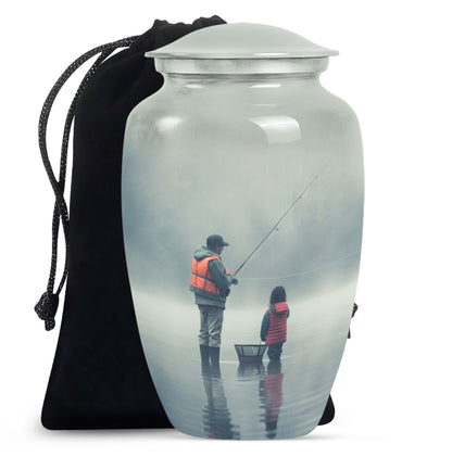Fishing Theme Memorial Urn - Cremation Urn For Male & Female