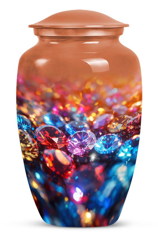 Diamond Theme Memorial Urn - Aluminium Funeral Urn For Adult Ashes