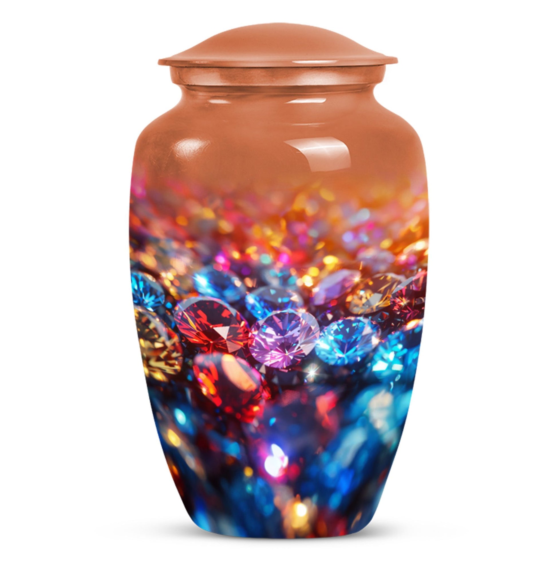 Diamond Theme Memorial Urn - Aluminium Funeral Urn For Adult Ashes