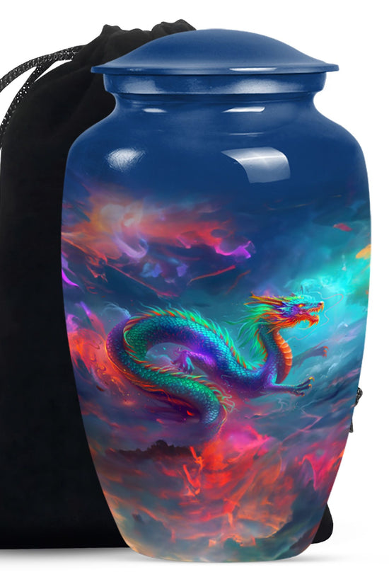 Golden Fire Dragon Funeral Urn For Ashes - Luxury Burial Urn For Loved Ones