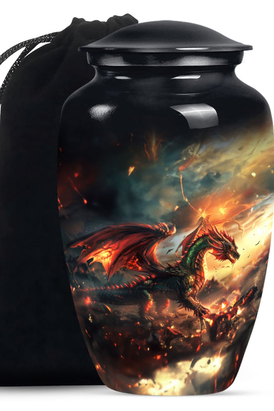 Dragon Fire Memorial Urn - Decorative Cremation Urn For Adult Ashes