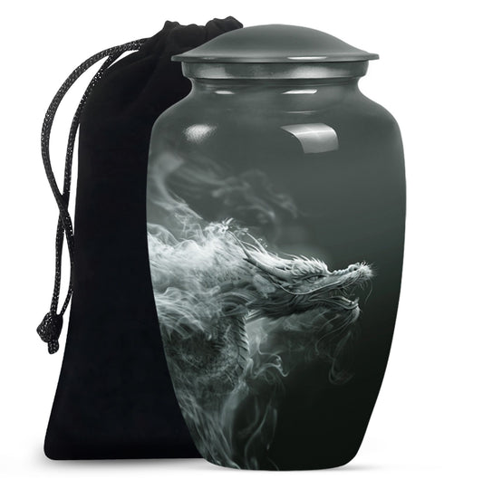 Dragon Power Memorial Urn For Human Ashes - Artistic Aluminium Funeral Urn