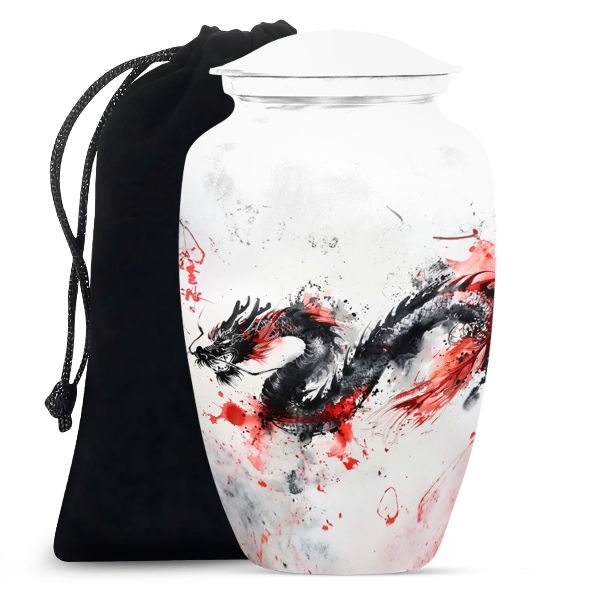 Artistic Funeral Cremation Urn - White Aluminium Urn For Adult Ashes