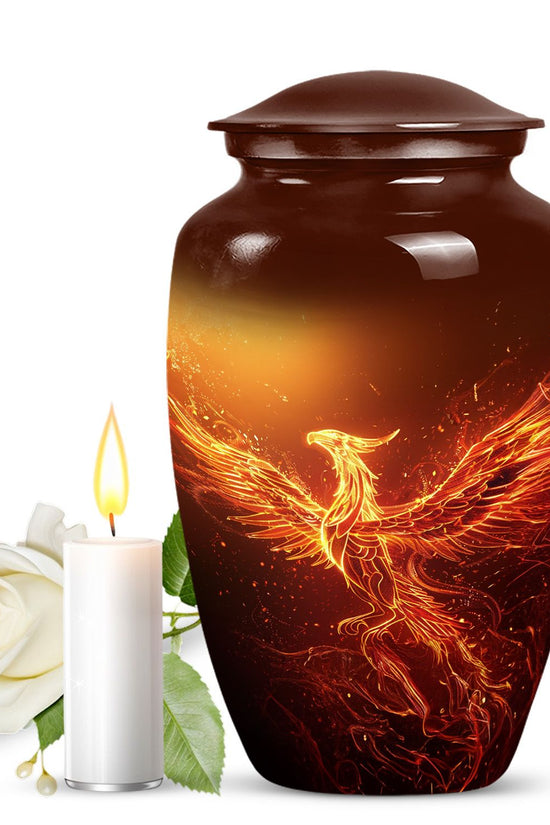 Golden Phoenix Cremation Urn - Fantasy Memorial Urn For Human Ashes
