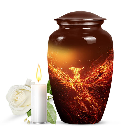 Golden Phoenix Cremation Urn - Fantasy Memorial Urn For Human Ashes