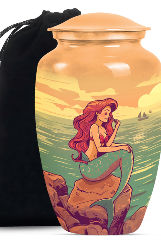Beach Mermaid Memorial Urn - Artistic Memorial Urn For Loved Ones