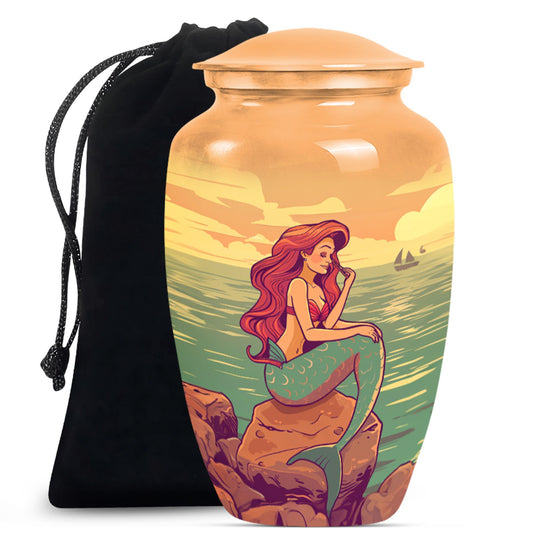 Beach Mermaid Memorial Urn - Artistic Memorial Urn For Loved Ones