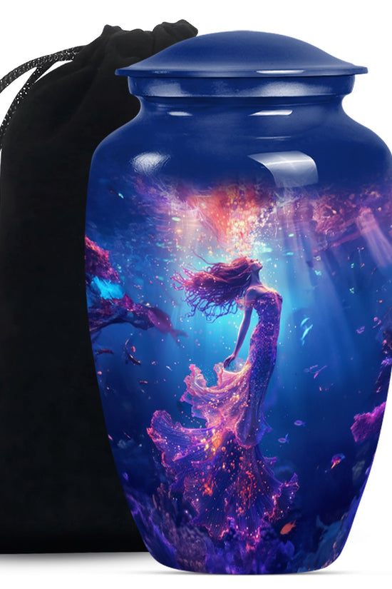 Mystic Mermaid Cremation Urn - Deep Ocean Theme Memorial Urn For Human Ashes