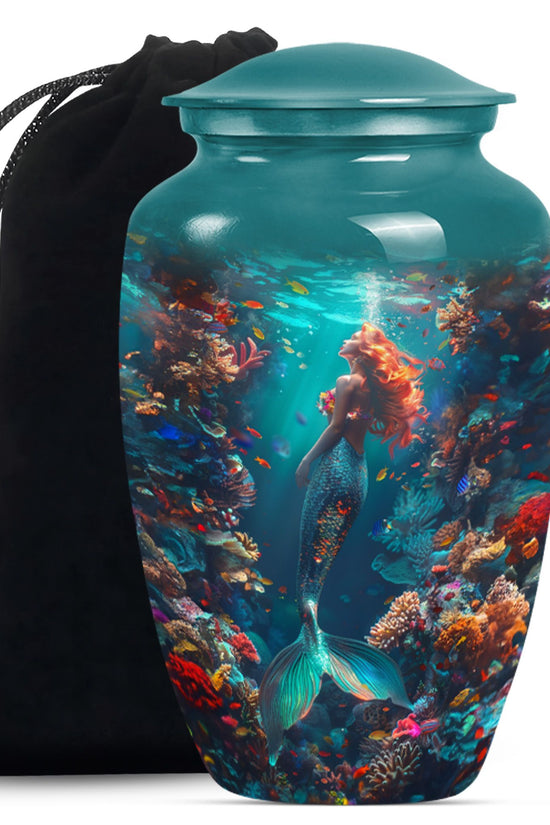Tropical Ocean Mermaid Ashes Urn - Artistic Memorial Urn For Loved Ones
