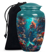 Tropical Ocean Mermaid Ashes Urn - Artistic Memorial Urn For Loved Ones