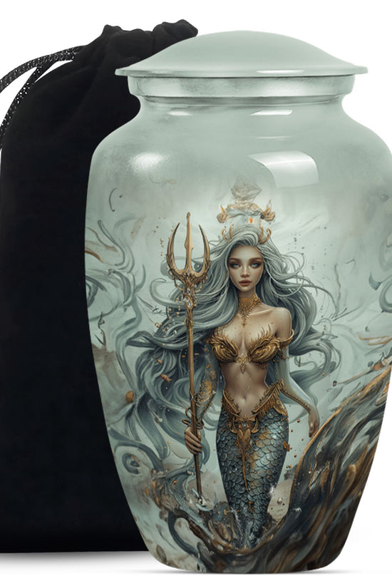 Beautiful Mermaid Theme Cremation Urn - Sea Theme Funeral Urn For Female