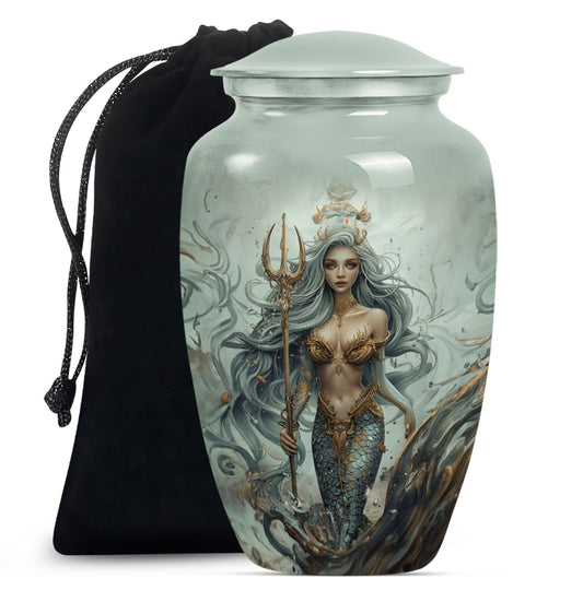 Beautiful Mermaid Theme Cremation Urn - Sea Theme Funeral Urn For Female