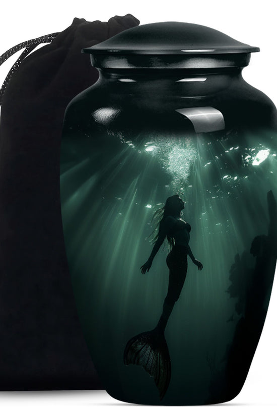 Dark Ocean Mermaid Cremation Urn - Memorial Urn for Human Ashes
