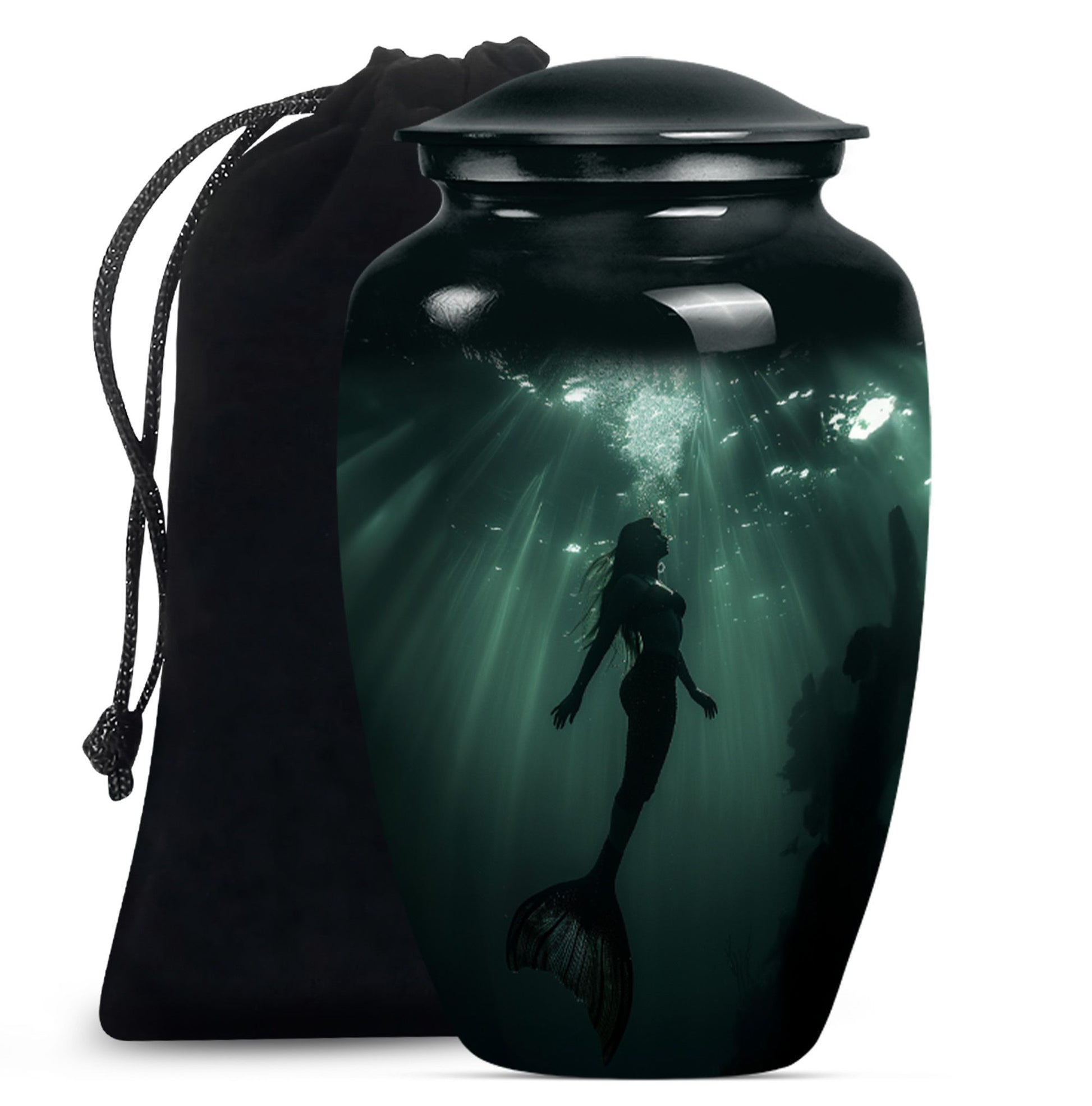 Dark Ocean Mermaid Cremation Urn - Memorial Urn for Human Ashes