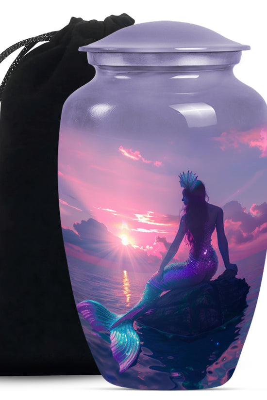 Purple Mermaid Theme Funeral Urn - Fantasy Cremation Urn For Adult Ashes