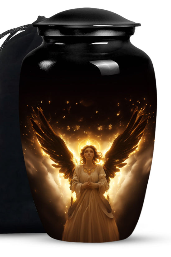 Halo Angel Memorial Urn - Golden Light Funeral Urn For Adult Ashes