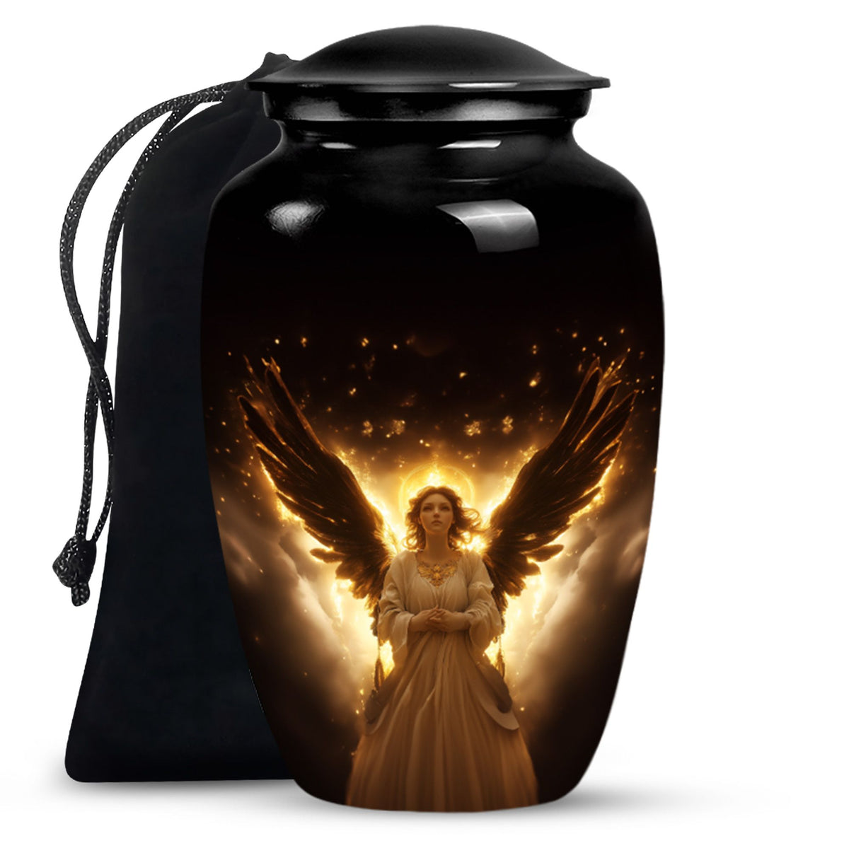 Halo Angel Memorial Urn - Golden Light Funeral Urn For Adult Ashes