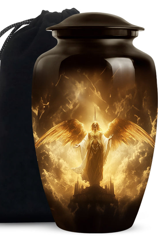 Royal Golden Angel Memorial Urn - Guardian Angel Cremation Urn For Ashes