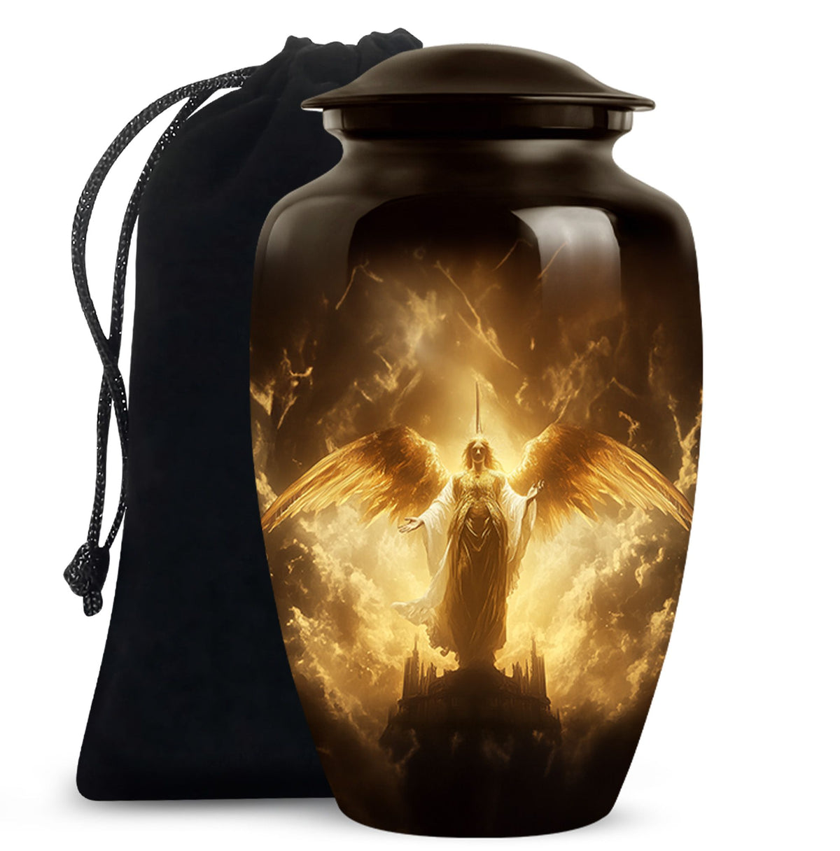 Royal Golden Angel Memorial Urn - Guardian Angel Cremation Urn For Ashes