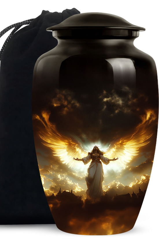 Guardian Angel Cremation Urn - Heavenly Glow Funeral Urn For Burial
