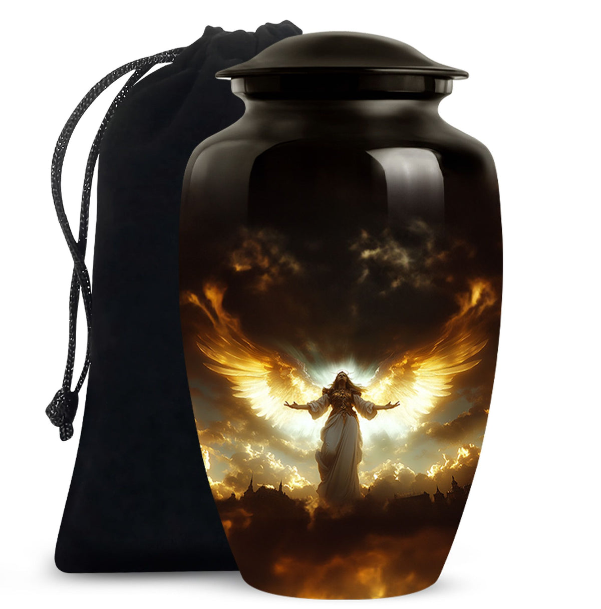 Guardian Angel Cremation Urn - Heavenly Glow Funeral Urn For Burial