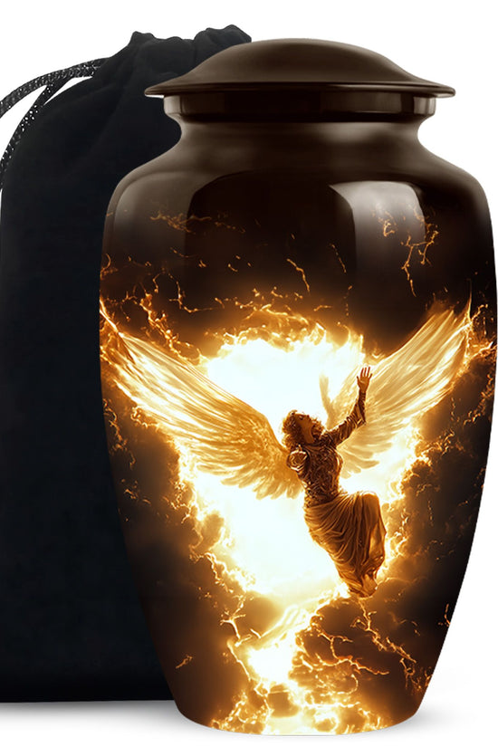 Elegant Angel Memorial Urn - Golden Lightning Funeral For Loved Ones