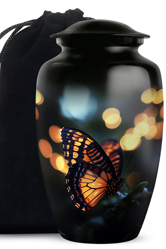 Yellow Monarch Butterfly Urn For Ashes - Large Urn For Men & Women