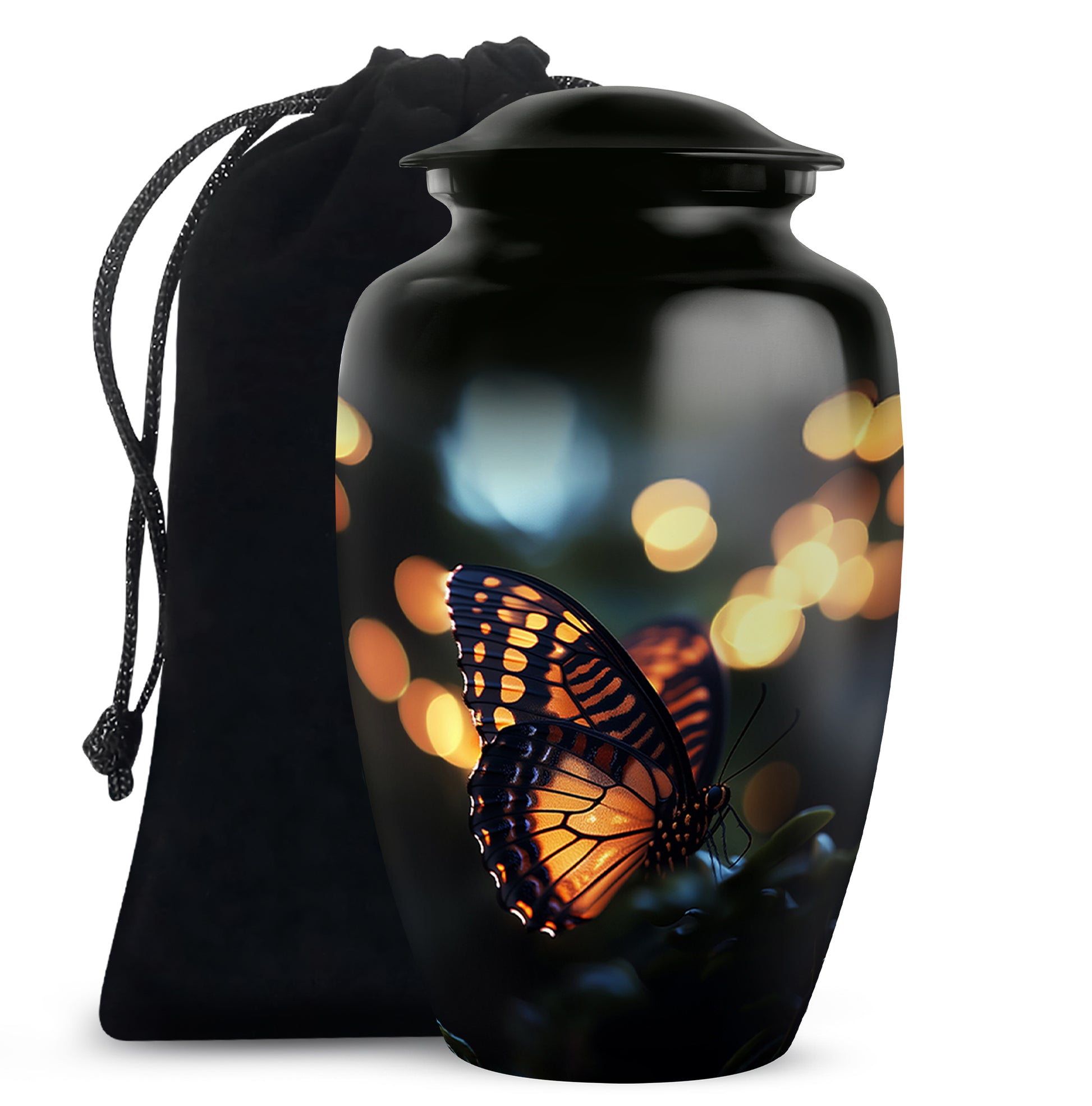 Yellow Monarch Butterfly Urn For Ashes - Large Urn For Men & Women